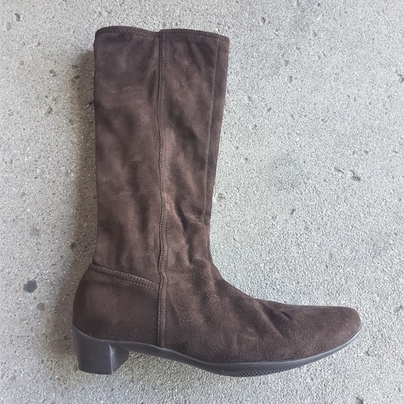 Prada Shoes - PRADA chocolate brown stretch mid-calf boots